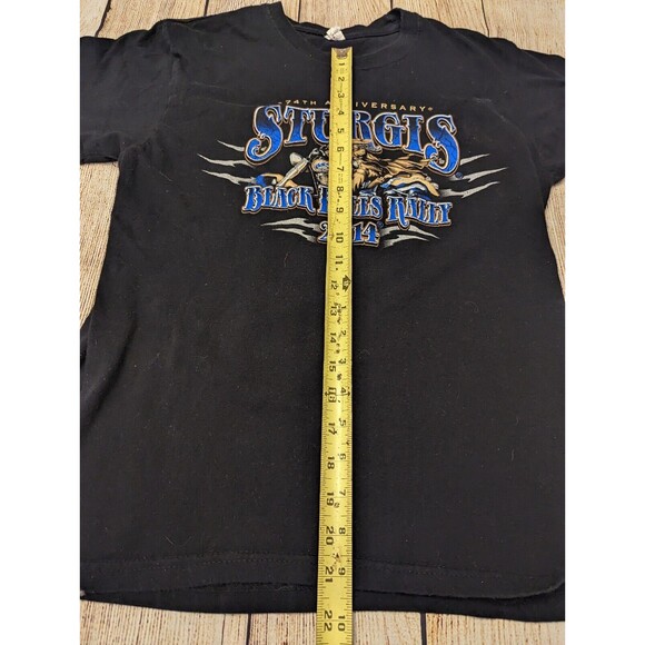 Sturgis Black Hills Rally 2014 74th Anniversary T-Shirt XS Black Double Side USA - Picture 8 of 8